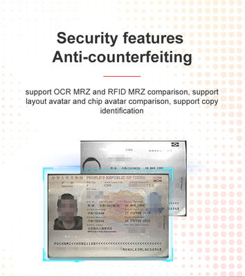 Escáner de pasaportes OCR de profundidad de color de 24 bits para dispositivos de verificación de identidad de aeropuertos/hoteles