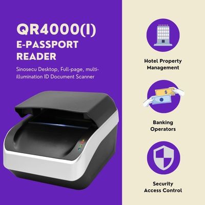 Iluminación ICAO Doc 9303 Pasaportes Lector de pasaportes MRZ de página completa con SDK libre de RFID