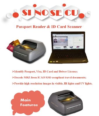 Compacto 235*250*148mm Escáner de licencia de conducir y lector de pasaportes de hotel con SDK