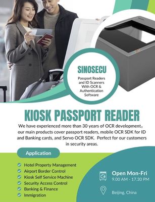 Lector de pasaportes de kiosco de alta velocidad con resolución de 500 DPI y escáner incorporado