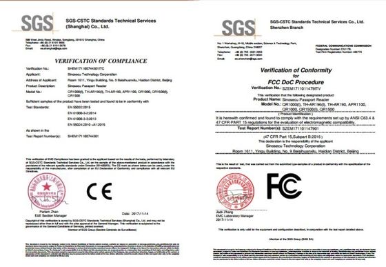 2 segundos de velocidad de escaneo Sinosecu lector de pasaportes y escáner de tarjetas de identificación para el control de acceso